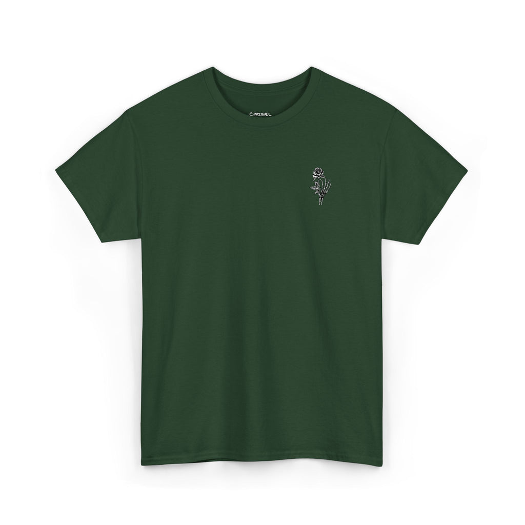 Skeleton Rose Pocket Tee — Cotton T‑Shirt