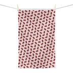 Absorbent Microfiber Cherry Pattern Tea Towel — Pink Retro Fruit Kitchen Towel