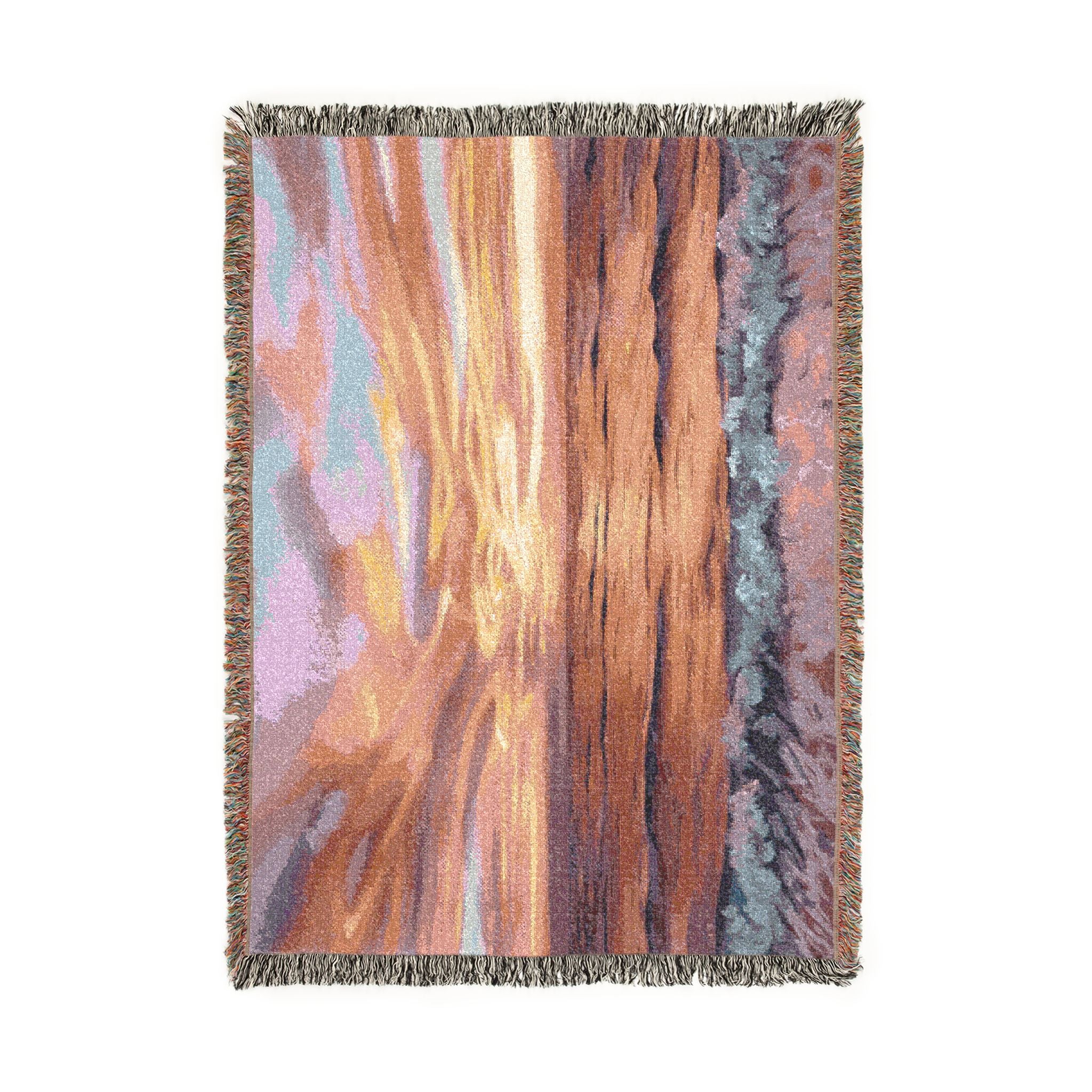 Sunset Seascape Woven Blanket — Coastal Throw with Beach Horizon Design