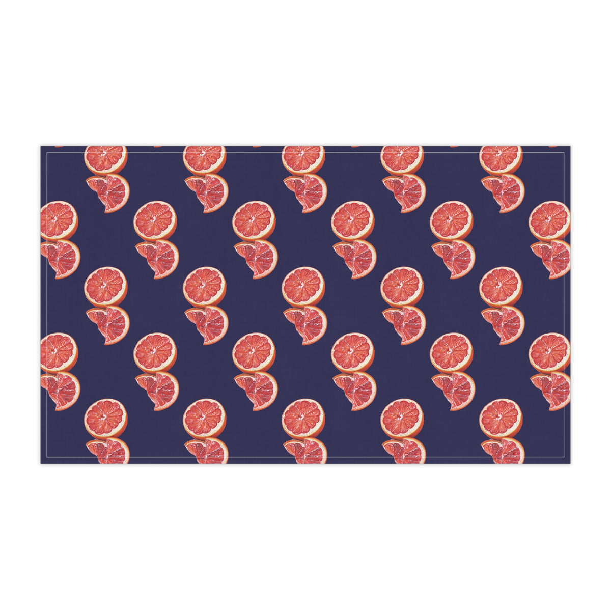 Cotton Twill Grapefruit Pattern Tea Towel — Citrus Kitchen Towel (Navy Background)