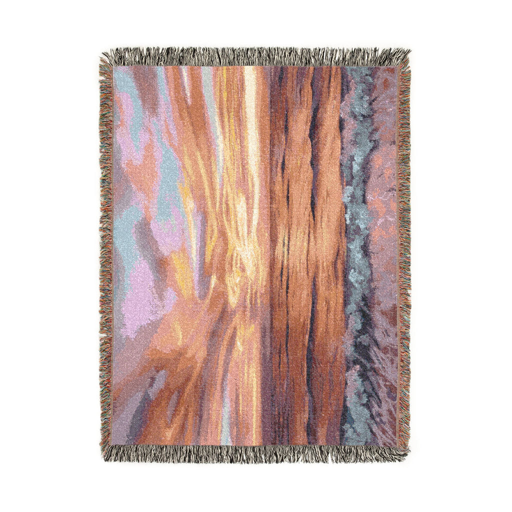 Sunset Seascape Woven Blanket — Coastal Throw with Beach Horizon Design