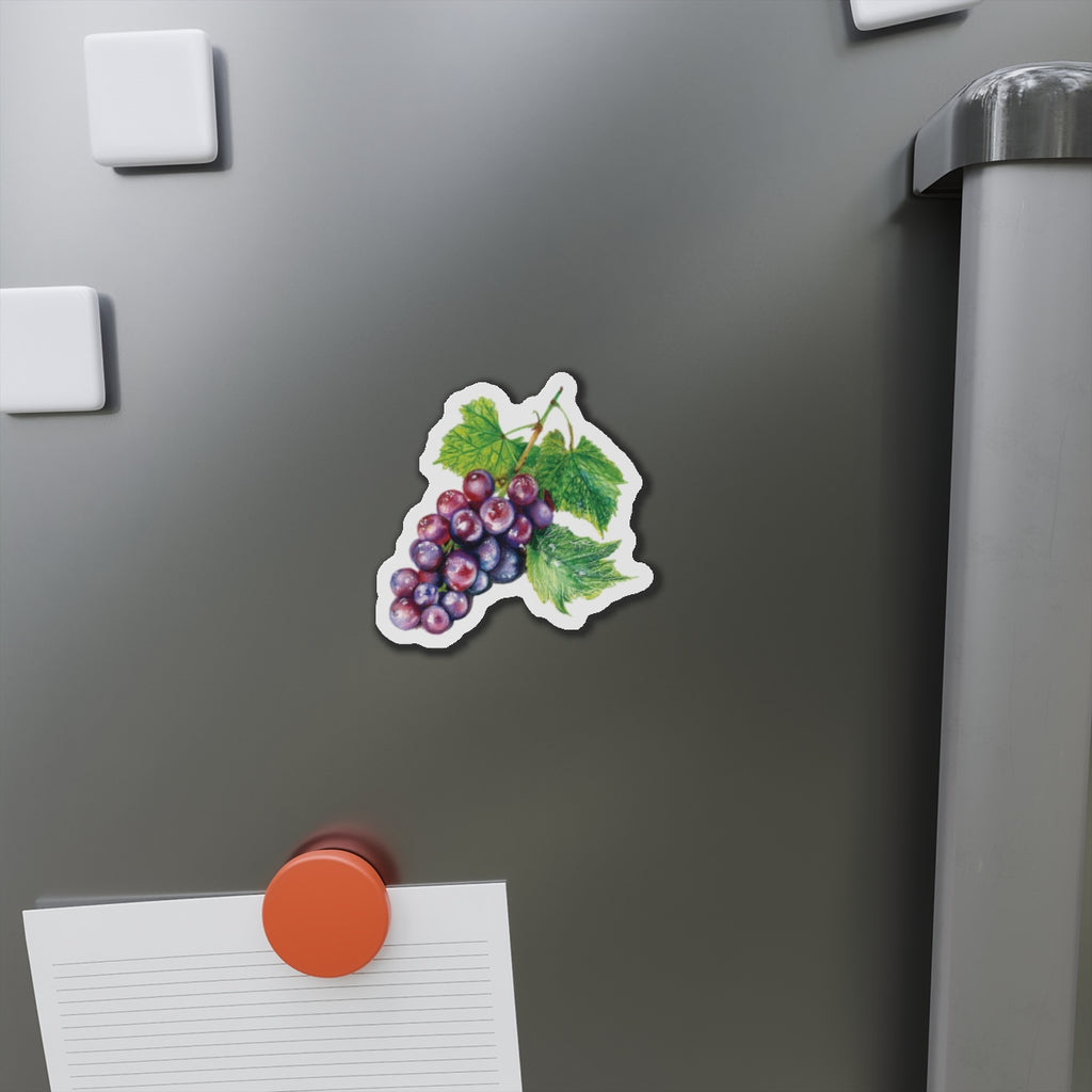 Grape Cluster Die-Cut Magnet — Watercolor Fruit Refrigerator Sticker