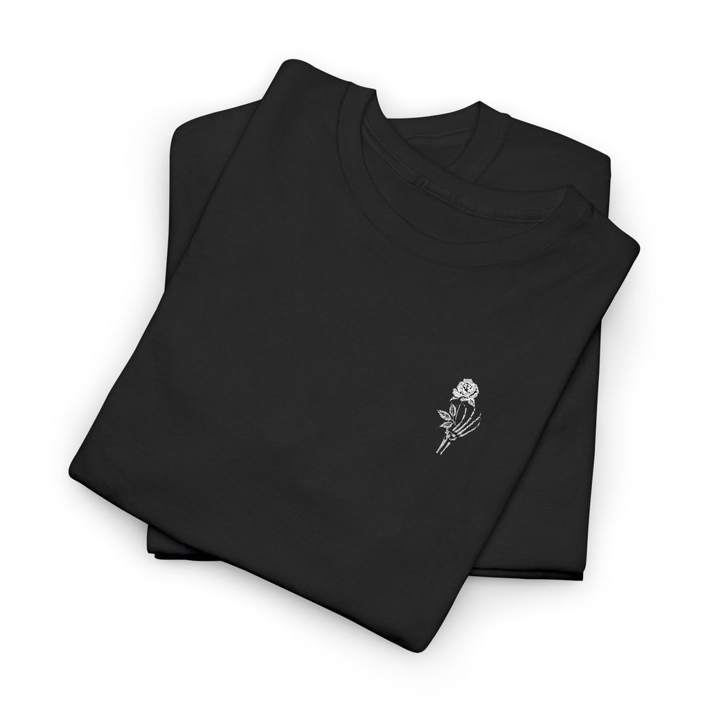Skeleton Rose Pocket Tee — Cotton T‑Shirt
