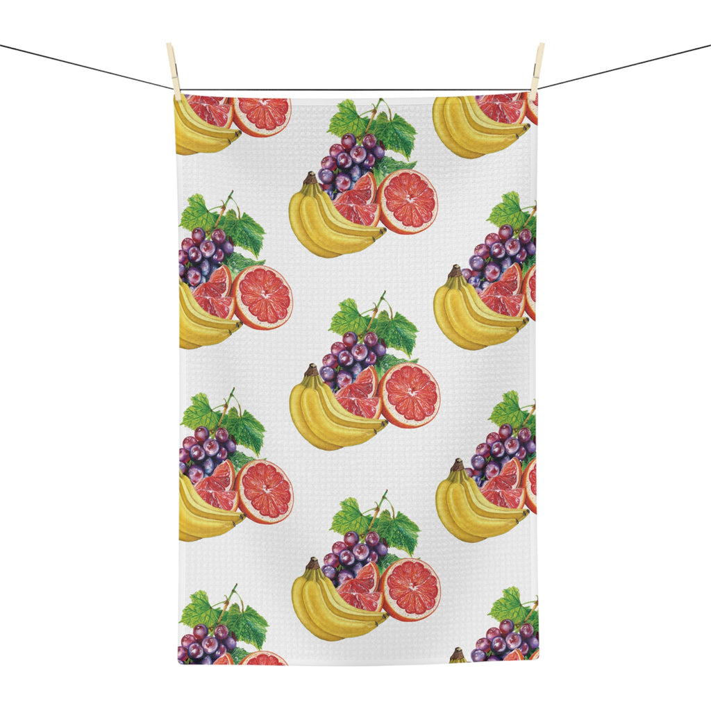 Fruit Pattern Microfiber Tea Towel — Grapefruit, Banana & Grape Kitchen Towel