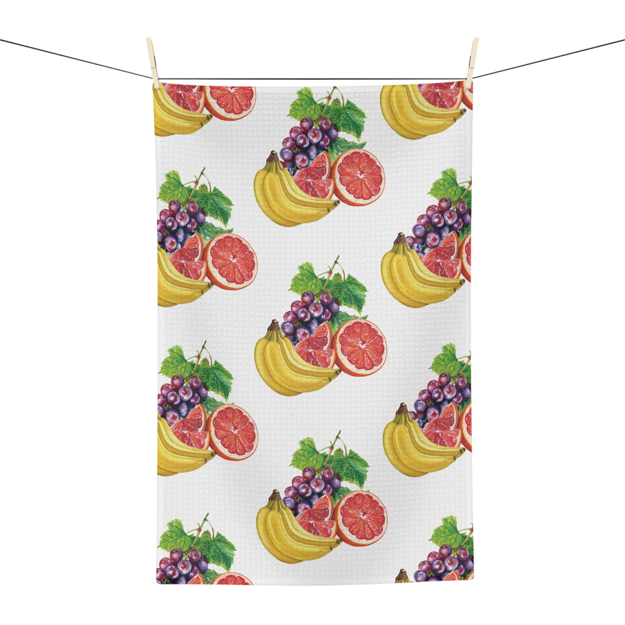 Fruit Pattern Microfiber Tea Towel — Grapefruit, Banana & Grape Kitchen Towel