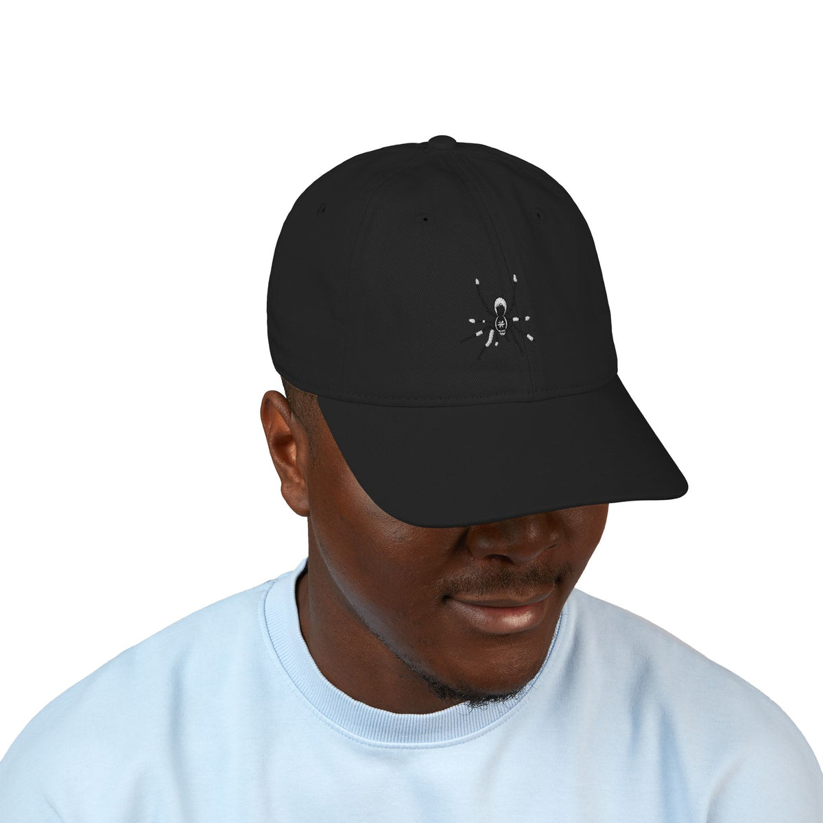Embroidered Spider Organic Baseball Cap – Minimal Gothic Dad Hat