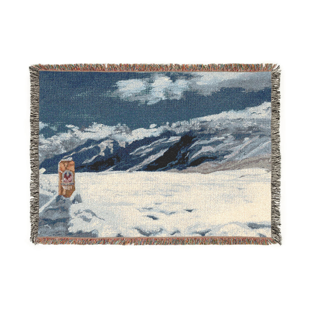 Scenic Mountain Snow Woven Blanket — Cozy Cabin Throw