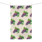 Microfiber Hand Drawn Grape Pattern Tea Towel — Vintage Vineyard Kitchen Towels