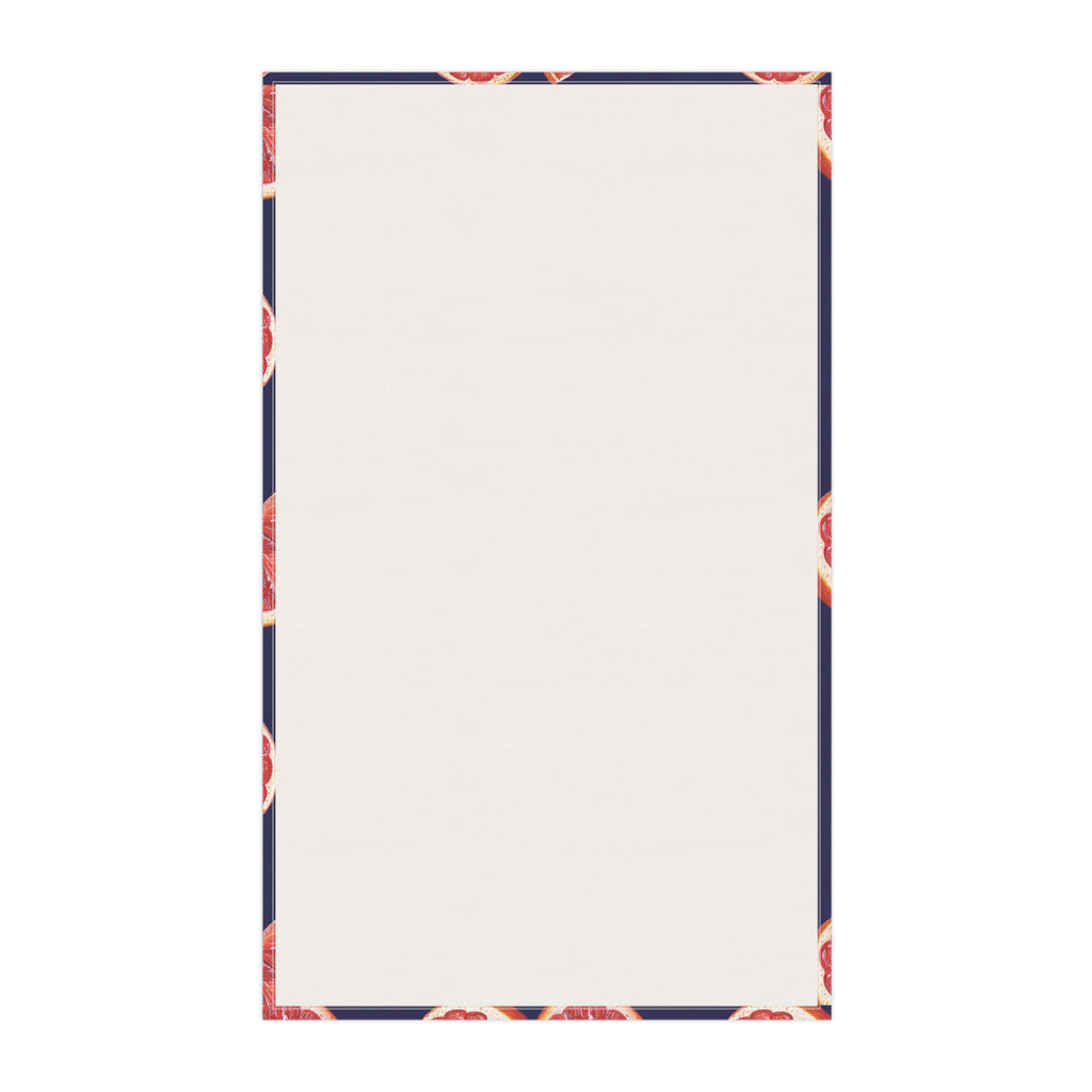 Cotton Twill Hand Drawn Grapefruit Pattern Tea Towel — Citrus Kitchen Towel (Navy Background)
