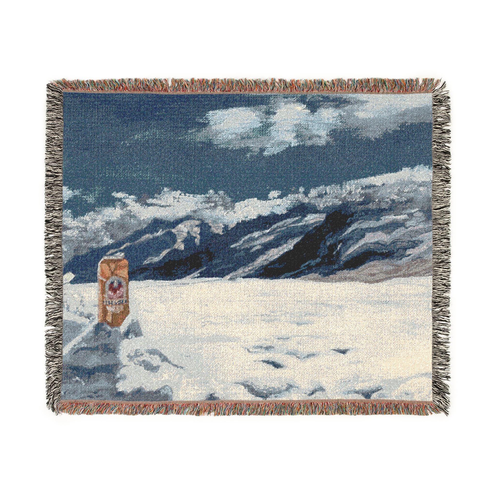 Scenic Mountain Snow Woven Blanket — Cozy Cabin Throw