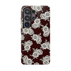 Rose Pattern Magnetic Impact-Resistant Phone Case — Burgundy Floral Protective Cover