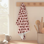 Absorbent Microfiber Cherry Pattern Tea Towel — Pink Retro Fruit Kitchen Towel