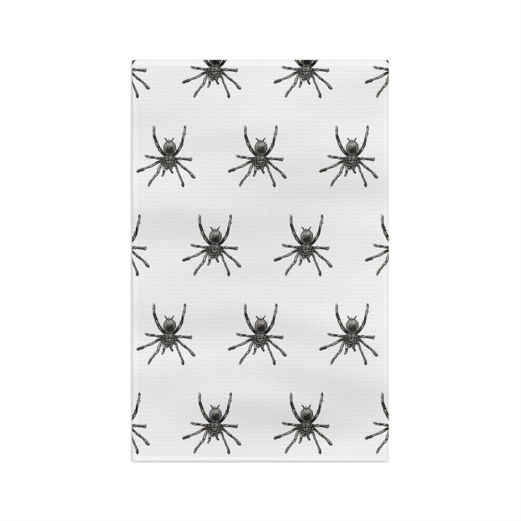 Spider Pattern Tea Towel — Black Arachnid Microfiber Kitchen Towel