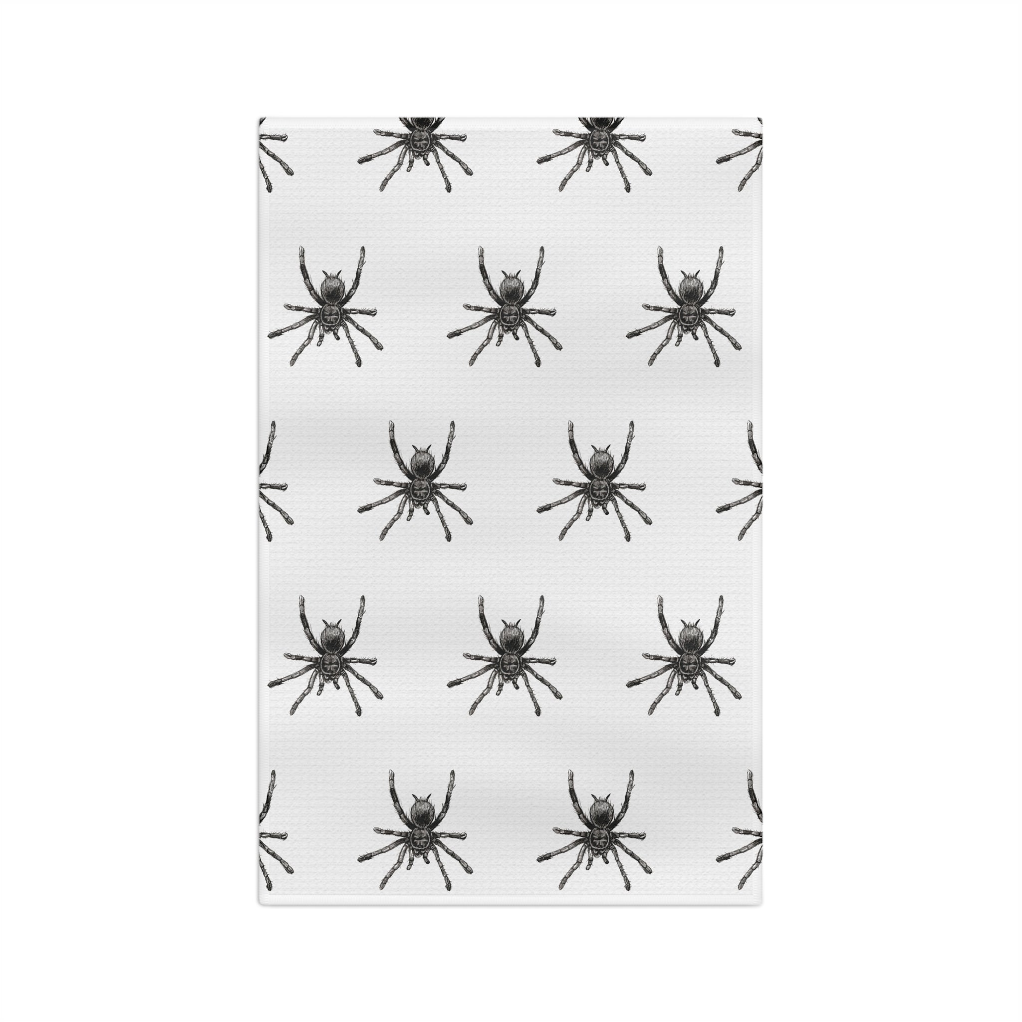 Spider Pattern Tea Towel — Black Arachnid Microfiber Kitchen Towel