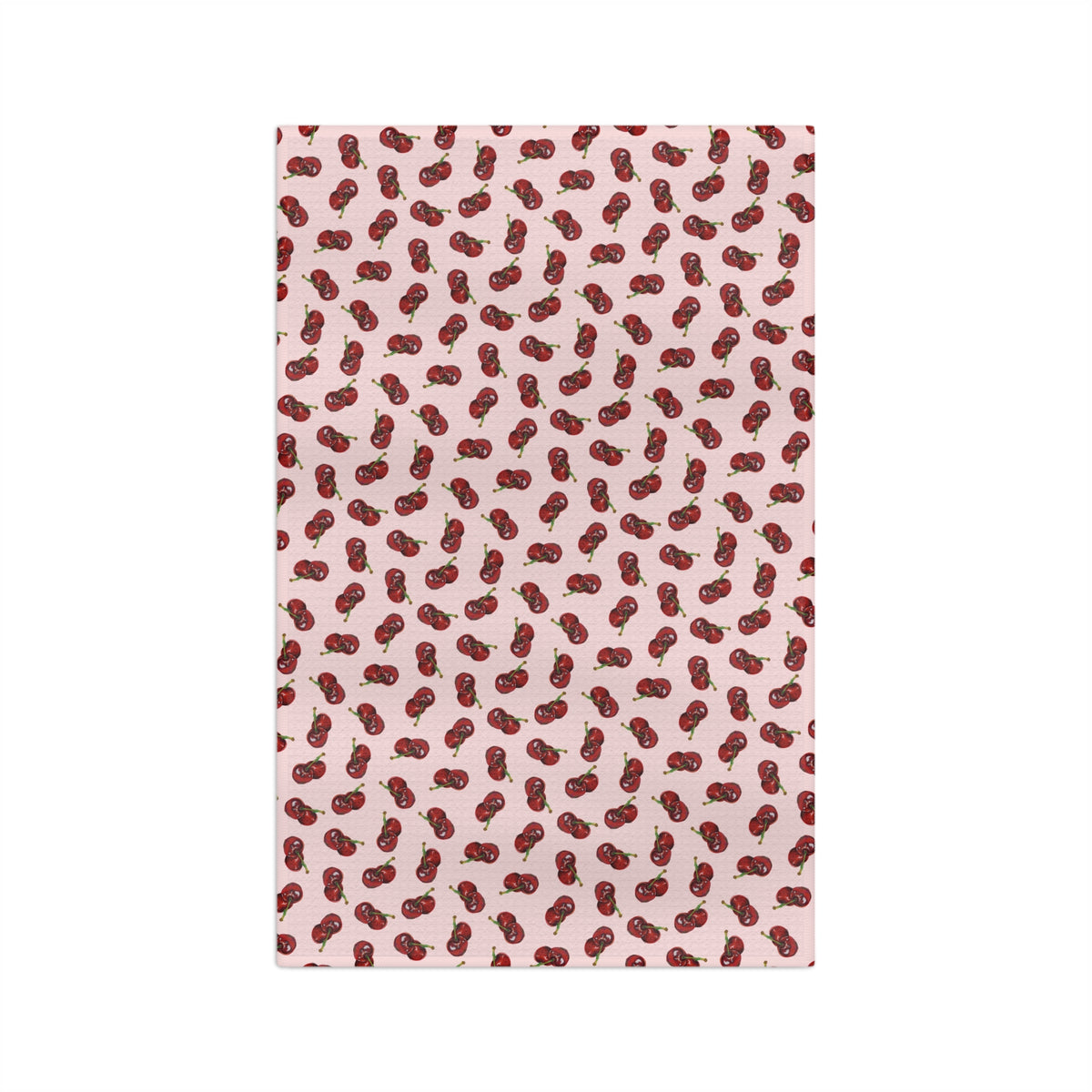 Absorbent Microfiber Cherry Pattern Tea Towel — Pink Retro Fruit Kitchen Towel