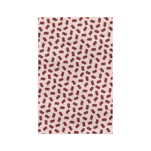 Absorbent Microfiber Cherry Pattern Tea Towel — Pink Retro Fruit Kitchen Towel