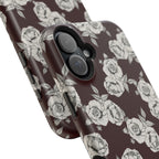 Rose Pattern Magnetic Impact-Resistant Phone Case — Burgundy Floral Protective Cover