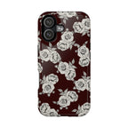 Rose Pattern Magnetic Impact-Resistant Phone Case — Burgundy Floral Protective Cover