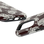 Rose Pattern Magnetic Impact-Resistant Phone Case — Burgundy Floral Protective Cover