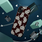 Rose Pattern Magnetic Impact-Resistant Phone Case — Burgundy Floral Protective Cover