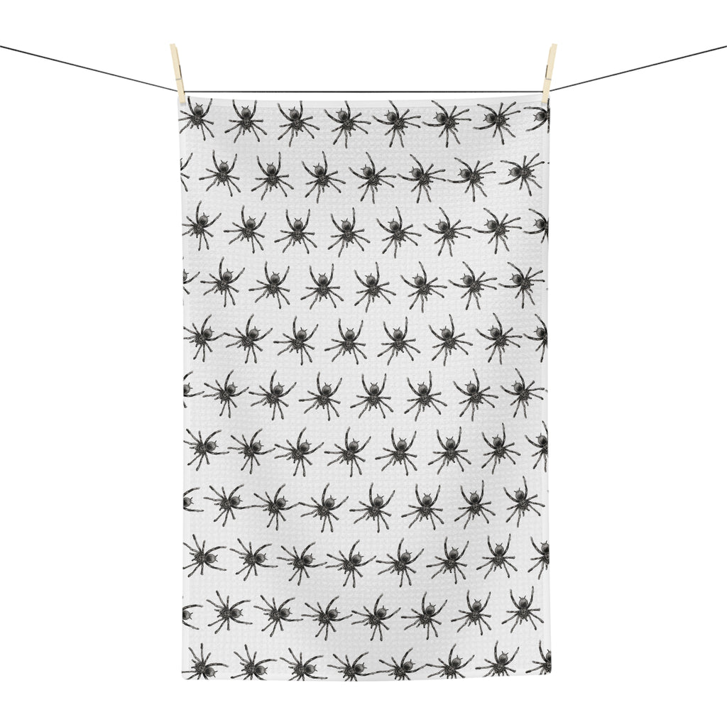 Absorbent Spider Pattern Tea Towel — Black Arachnid Microfiber Kitchen Towel