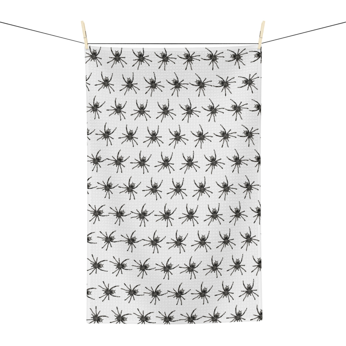 Absorbent Spider Pattern Tea Towel — Black Arachnid Microfiber Kitchen Towel
