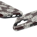 Rose Pattern Magnetic Impact-Resistant Phone Case — Burgundy Floral Protective Cover