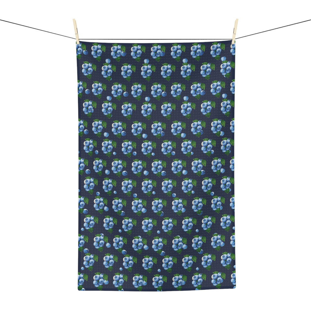 Absorbent Blueberry Pattern Microfiber Tea Towel — Watercolor Fruit Kitchen Linen