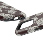 Rose Pattern Magnetic Impact-Resistant Phone Case — Burgundy Floral Protective Cover