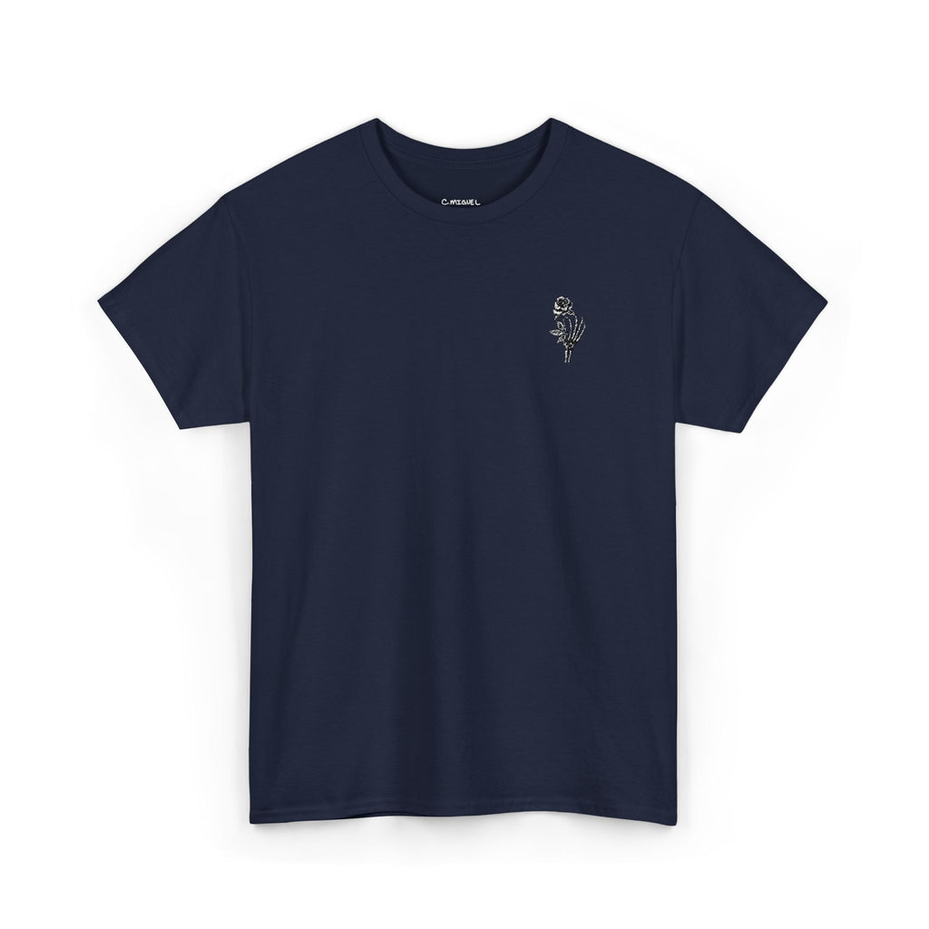 Skeleton Rose Pocket Tee — Cotton T‑Shirt