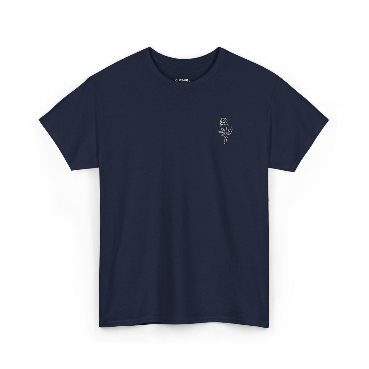 Skeleton Rose Pocket Tee — Cotton T‑Shirt