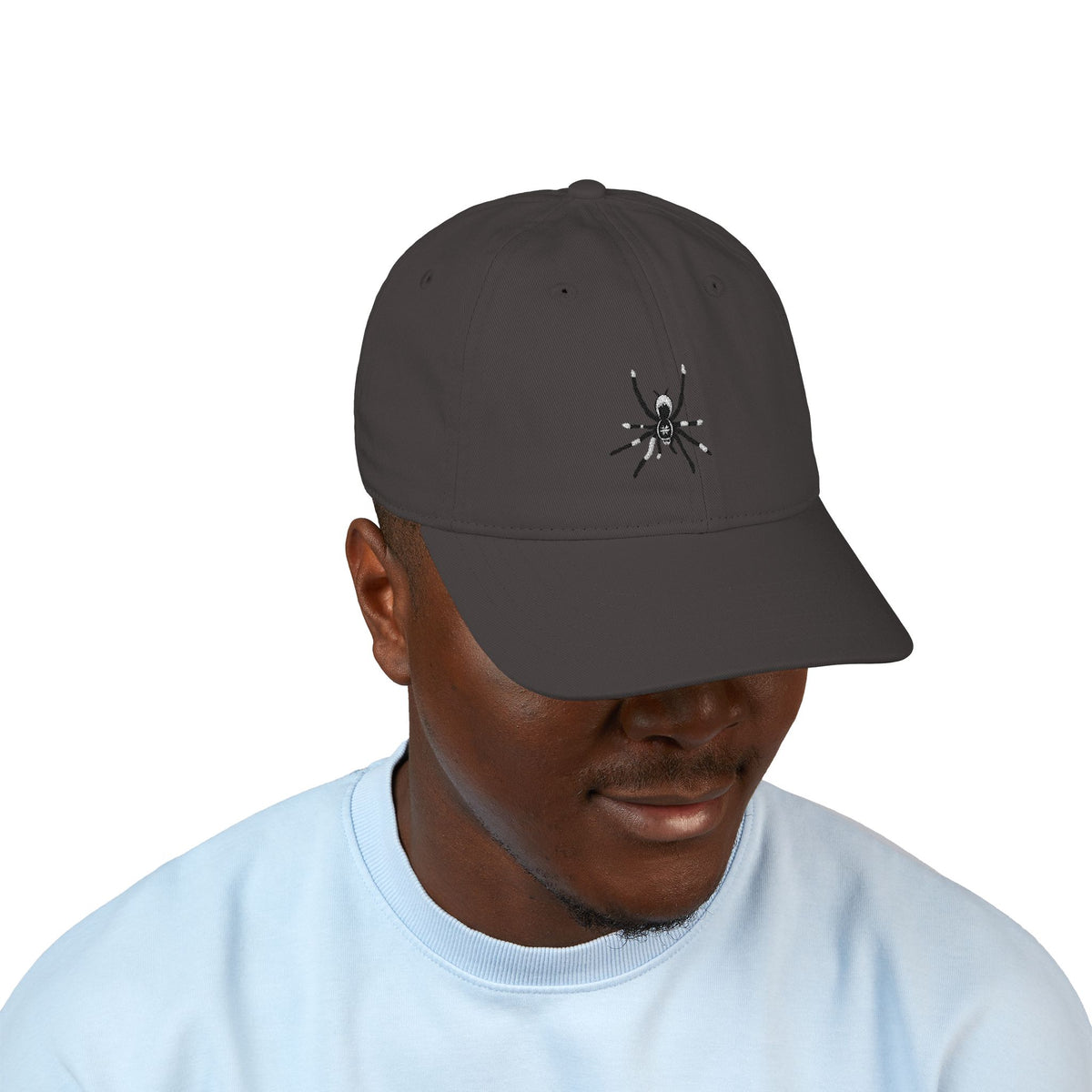 Embroidered Spider Organic Baseball Cap – Minimal Gothic Dad Hat