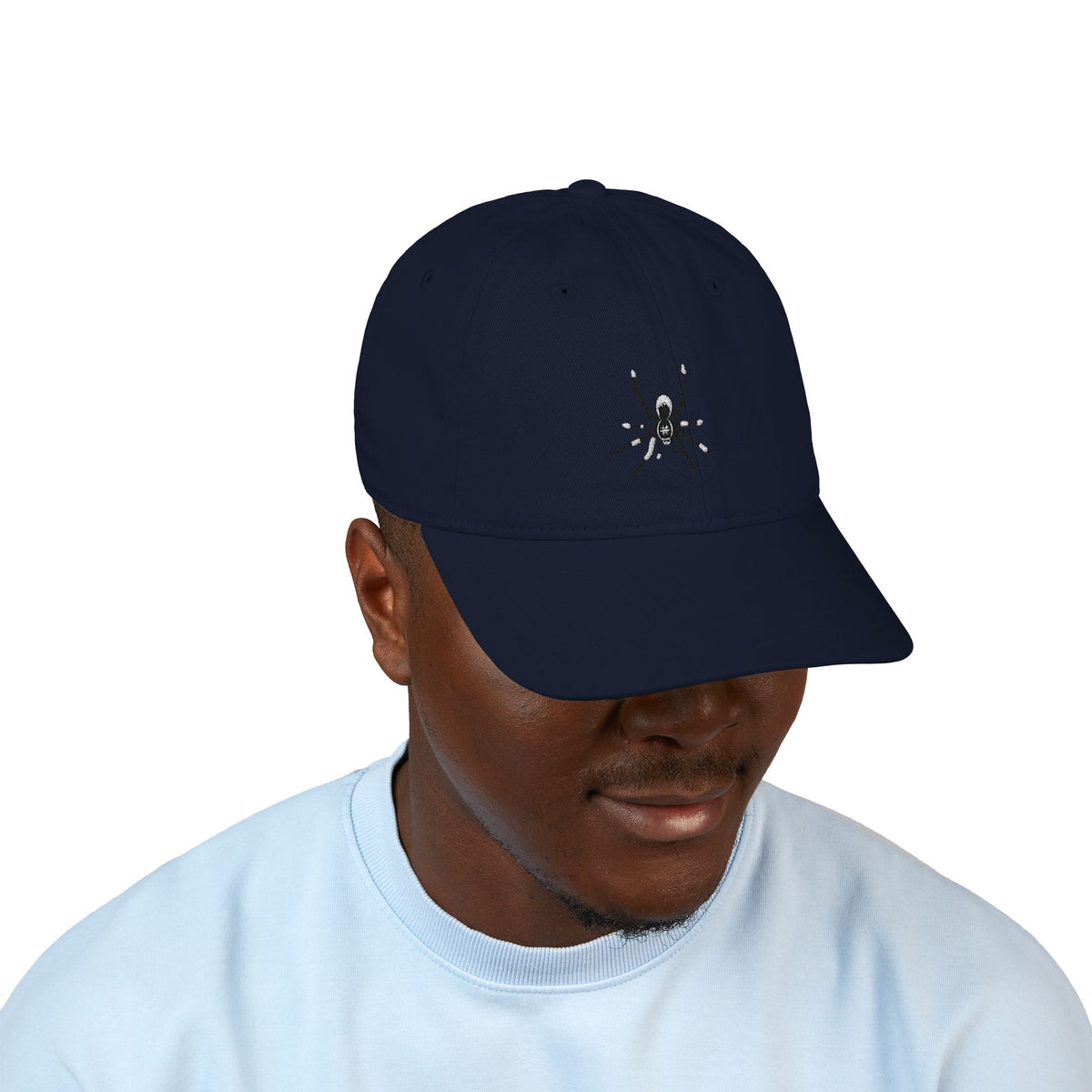 Embroidered Spider Organic Baseball Cap – Minimal Gothic Dad Hat
