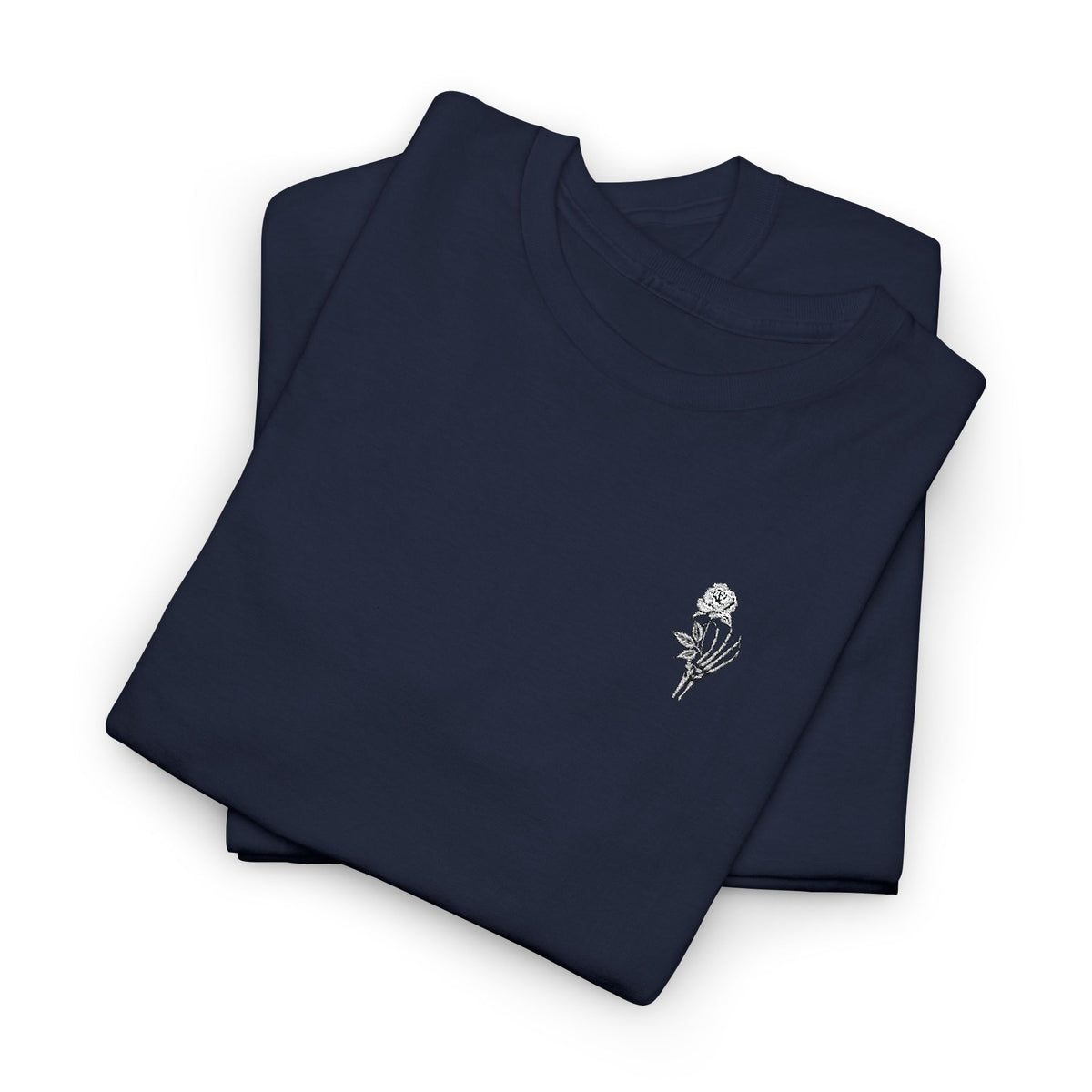 Skeleton Rose Pocket Tee — Cotton T‑Shirt