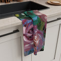 Floral Brushstroke Microfiber Tea Towel — Painterly Rose Kitchen Towel