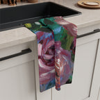 Floral Brushstroke Microfiber Tea Towel — Painterly Rose Kitchen Towel