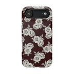 Rose Pattern Magnetic Impact-Resistant Phone Case — Burgundy Floral Protective Cover
