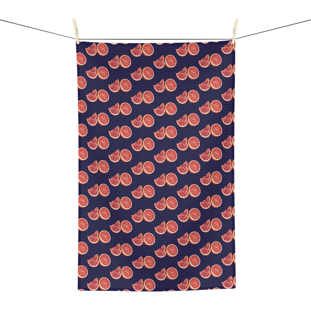 Absorbent Grapefruit Pattern Microfiber Tea Towel — Citrus Kitchen Towel (Navy Background)
