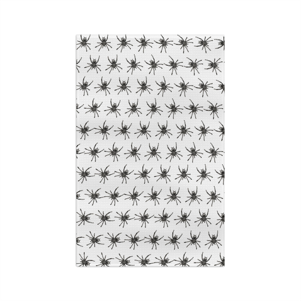 Absorbent Spider Pattern Tea Towel — Black Arachnid Microfiber Kitchen Towel