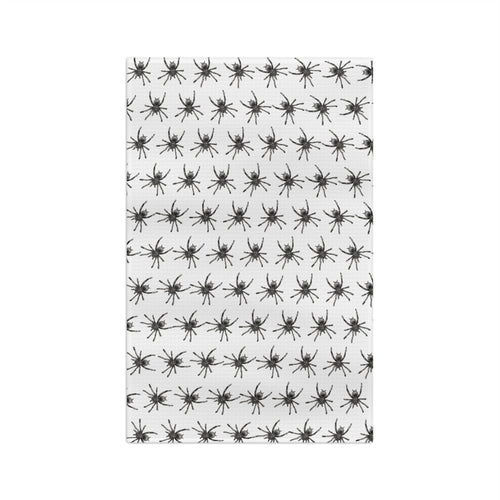 Absorbent Spider Pattern Tea Towel — Black Arachnid Microfiber Kitchen Towel